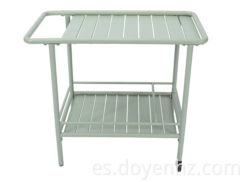 2-Tier Metal Serving Rolling Cart with Handle for Outdoor/Indoor